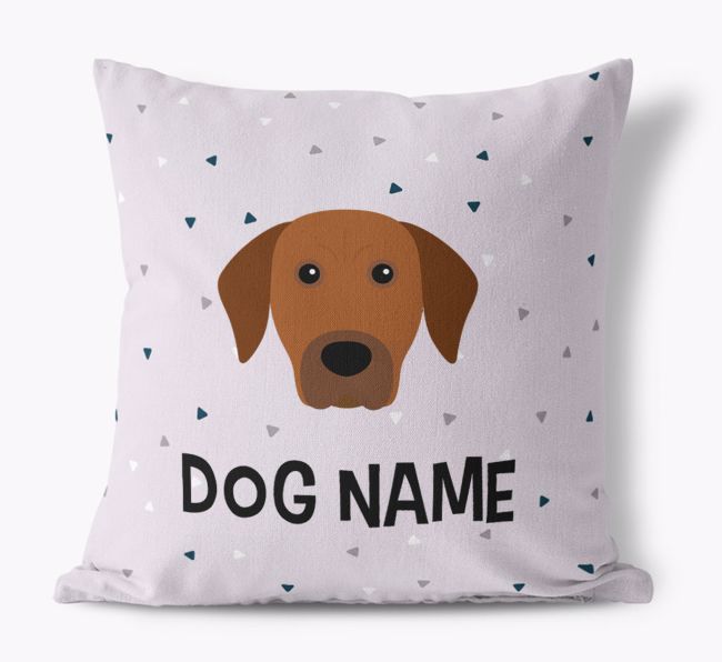 Triangle Pattern with {dogsName}'s Icon: Personalised Canvas Cushion